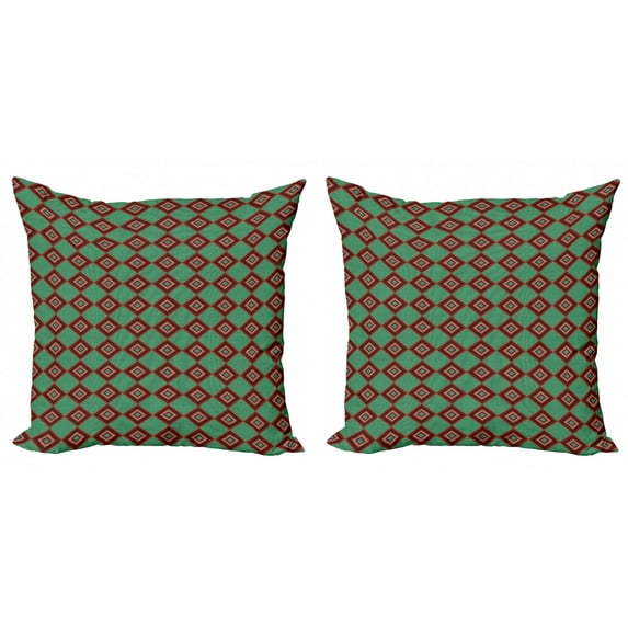 Ambesonne Ethnic Throw Pillow Cover 2 Pack, Ornamental Chevron, 24", Multicolor
