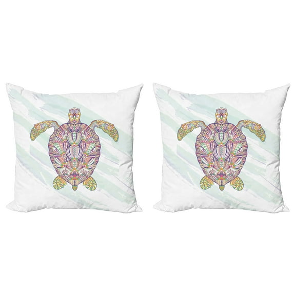 Ambesonne Ethnic Throw Pillow Cover 2 Pack, Shell of a Turtle, 18", Multicolor
