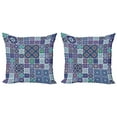 thumbnail image 1 of Ambesonne Ethnic Throw Pillow Cover 2 Pack, Traditional Mosaic Tile, 24", Teal Indigo Navy Blue, 1 of 2