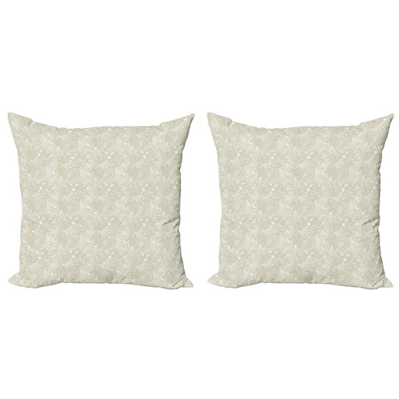 Ambesonne Ethnic Throw Pillow Cover 2 Pack, Vitange Floral Design, 24", Avocado Green White