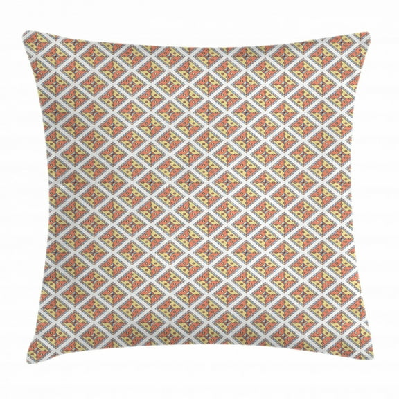 Ethnic Throw Pillow Cushion Cover, Rhombus Shapes in Hand Drawn Style Abstract Native Heritage Design Folkloric Revival, Decorative Square Accent Pillow Case, 24 X 24 Inches, Multicolor, by Ambesonne