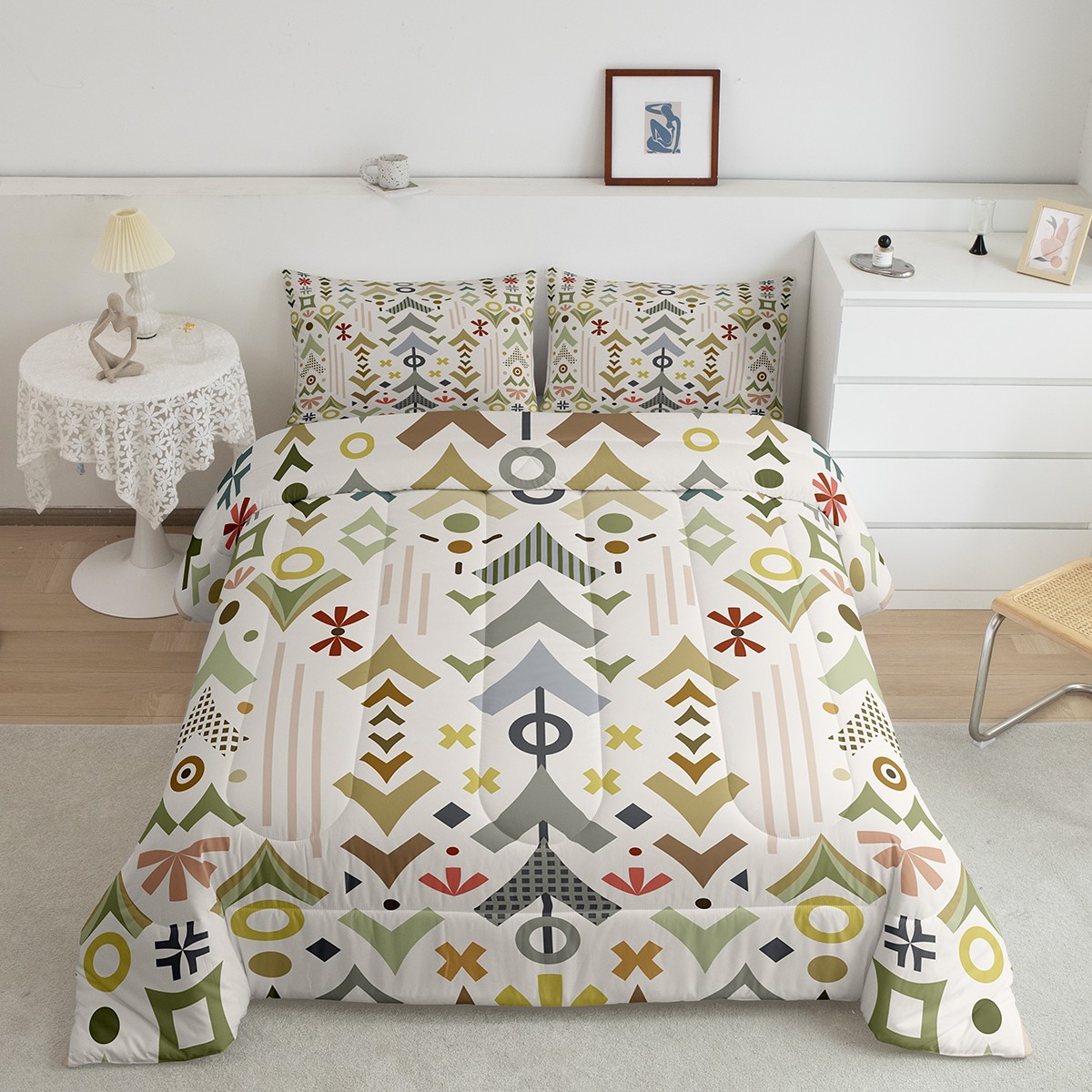 Ethnic Tribal Arrow Comforter Set Twin Kawaii Bedding Set,Watercolor
