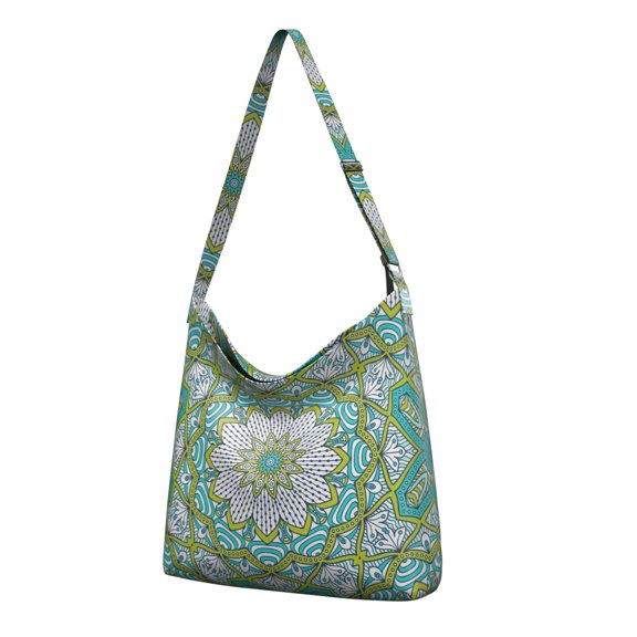 Ethnic Tribal Canvas Tote Bag with Mandala and Geometric Pattern – Boho Reusable Shopping Bag for Travel