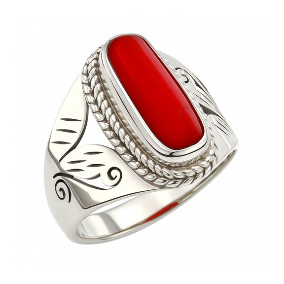 Tibetan Silver Handmade 925 Sterling Silver Ring Red Coral Gemstone Gypsy Fashion Jewelry Size 6.5