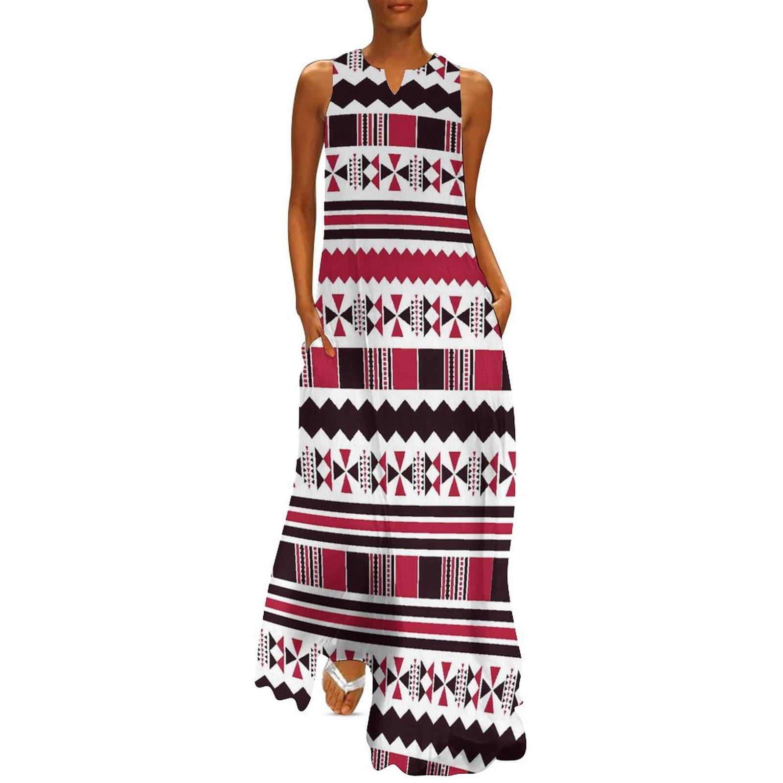 Retro Ethnic Style Totem Print Women'S Long Dress
