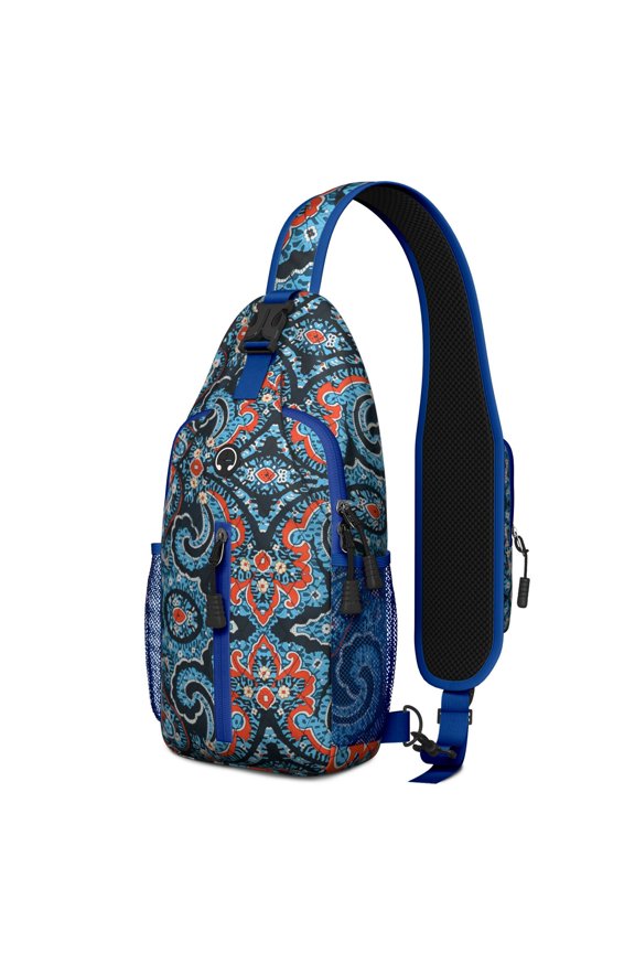 Ethnic Tribal Sling Backpack Abstract Artistic Lightweight Crossbody Bag for Commuting