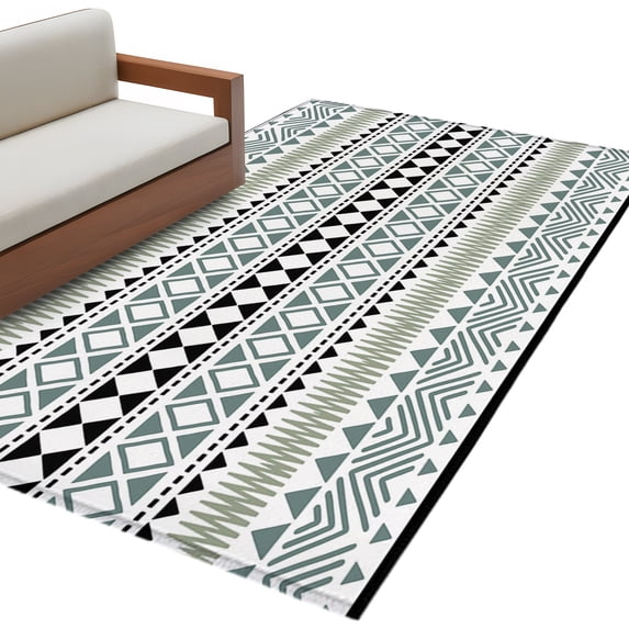 Ethnic Tribe Boho Living Room Rug 4x6 Washable Area Rug for Bedroom, Non-Slip Dining Room Rugs Geometric Diamonds Dots Modern Indoor Carpet for Kitchen Entryway Office Nursery Laundry