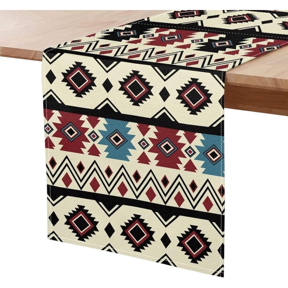 Ethnic Tribes Table Runner Table Centerpieces Easy Clean Tablerunner Holiday Dining Room Decor Boho Runners for Table Home Party Decor Doilies for Furniture