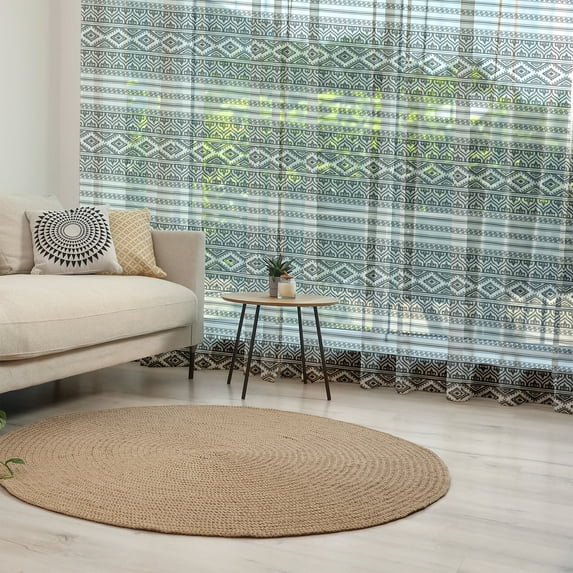 Ethnic Tulle Curtains with Rod Pocket, Oriental Moroccan Round Style Lines Dots Geometric Shapes Art, Sheer Drape for Wedding Party 2 Panels, 7 Sizes, Charcoal Grey White, by Ambesonne