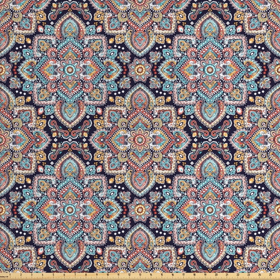 Ambesonne Ethnic Fabric by the Yard Upholstery, Vintage Boho Art, 3 Yards, Multicolor