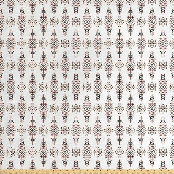 Ambesonne Ethnic Fabric by the Yard Upholstery, Prehistoric Hand Drawn Streaks, 10 Yards, Multicolor