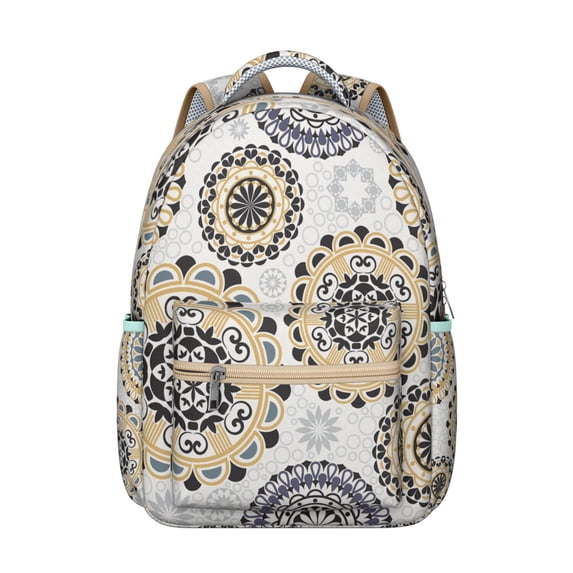 Ethnic Vintage Boho Backpack - Tribal Design & Durable Oxford Material | Spacious 17" Laptop Sleeve, Water-Resistant Daypack for School & Travel