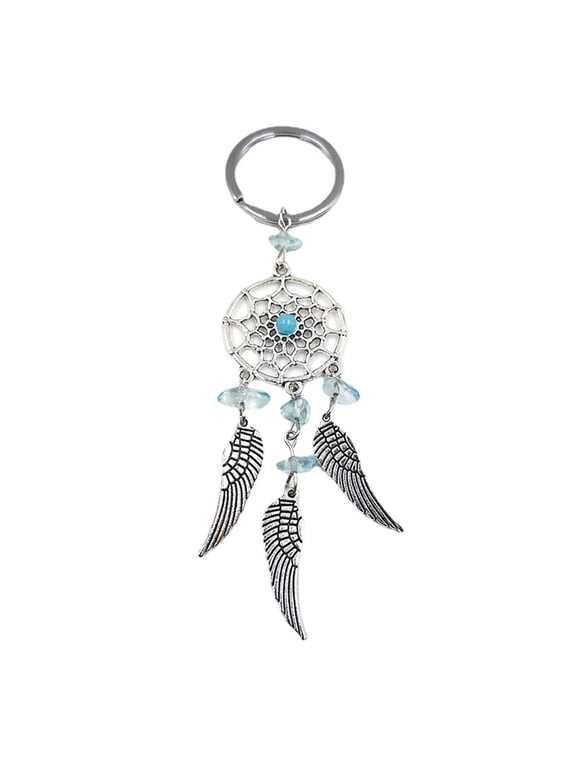 Ethnic Vintage Natural Stone Dream Catcher Wing Keychain Keyring Keyholder Pendant Phone Car Keychain for Women