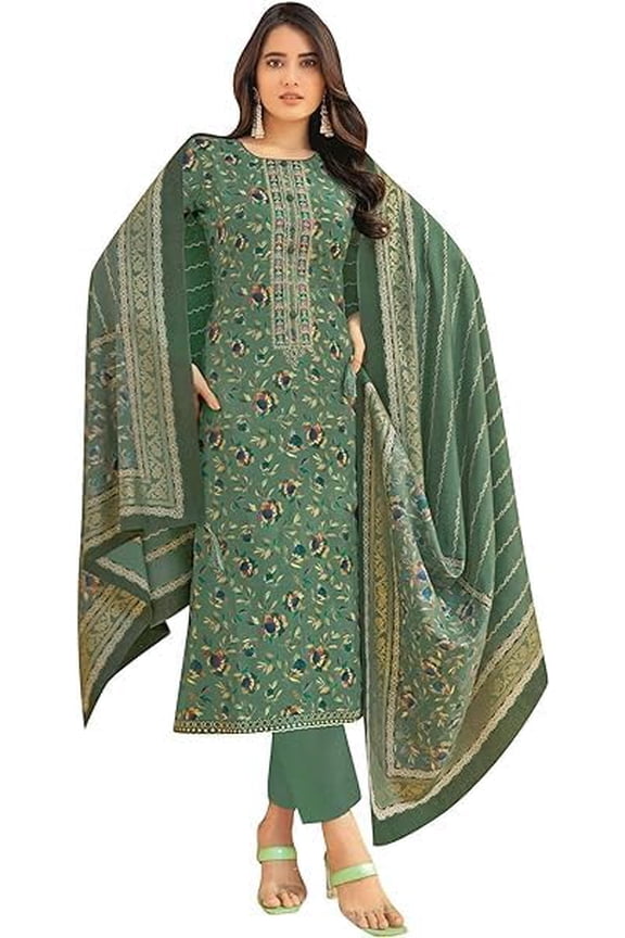 Ethnic Wear Indian Designer Salwar Kameez Dress Pakistani Sewn Plazzo Pant Suits (Green, 3XL - 48 )