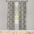 thumbnail image 1 of Ethnic Window Curtains, Oriental Theme Blossom Like Illustration Pattern on a Greyish Tone Back, Lightweight Decor 2-Panel Set with Rod Pocket, Pair of - 28"x63", Warm Taupe Cocoa Indigo, by Ambesonne, 1 of 3