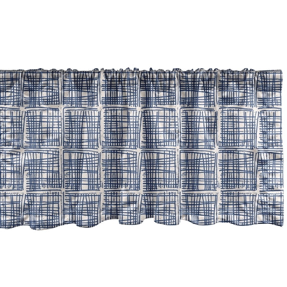 Ambesonne Ethnic Valance Pack of 2, Striped Hippie Tile, 54"X18", Navy Blue and Cream