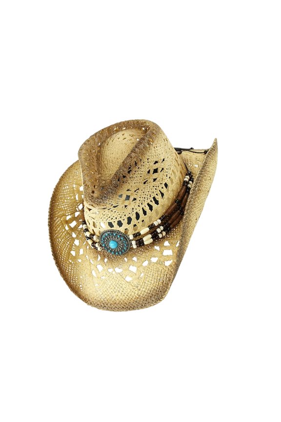 Ethnic Woven Straw Sun Hat Wide Brims Design Western Costume Headwear