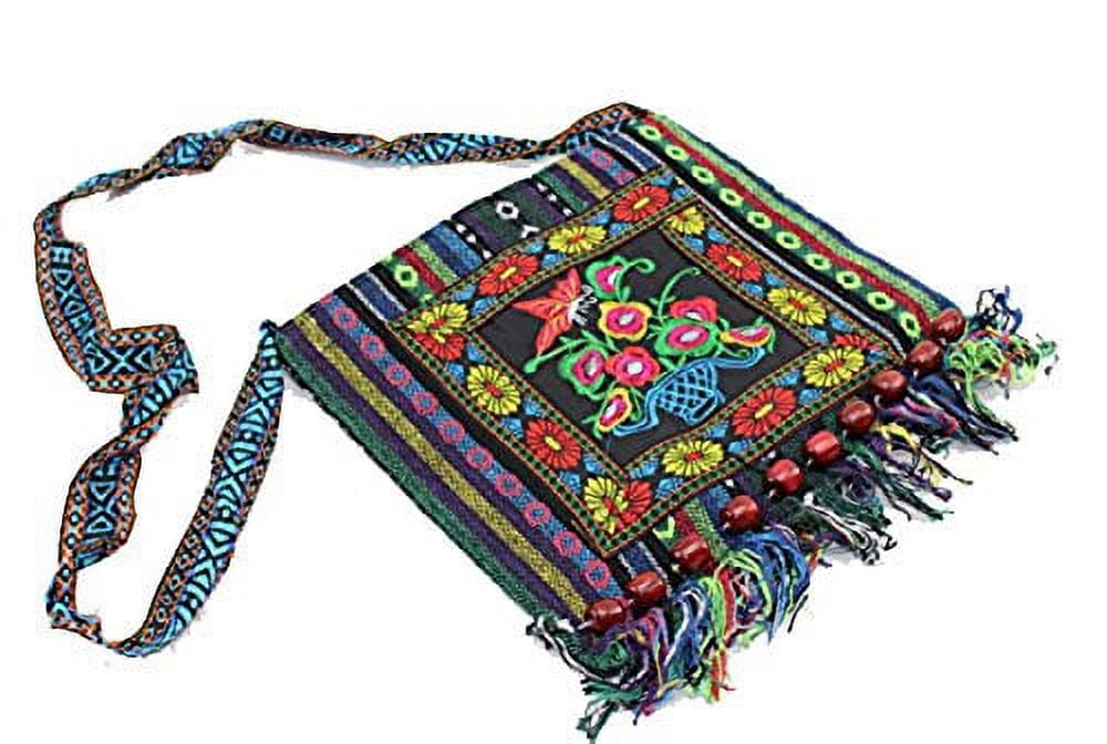 SMILING JUJU Ethnic handicrafts multicolored embroidered shoulder bag New
