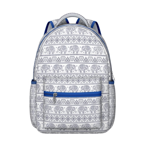 Ethnic mandala boho school backpack for Student and Student, elephant and floral tribal pattern, vintage style with breathable padded straps, perfect for travel and hiking