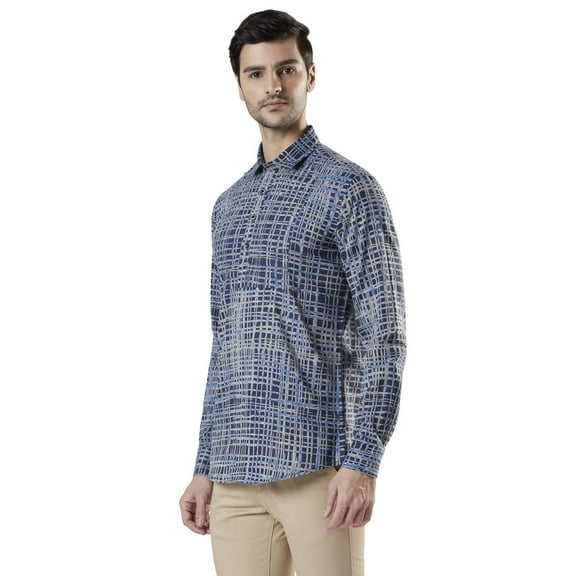 Ethnix Men's Hip-Length Pullover Kurta Tunic made with Faded Cotton Denim Feel; Blue; XL