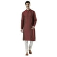 thumbnail image 1 of Ethnix Men's Indian Banded Collar Silk Blend Comfortable Kurta Tunic Pajama Set; Goldfish; SM, 1 of 4