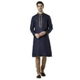 thumbnail image 1 of Ethnix Men's Indian Golden Embroidered Collar Placket Navy Blue 2-Piece Set; Navy Blue; MD, 1 of 1