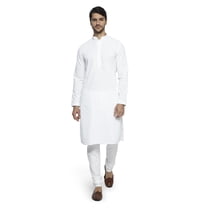 Ethnix Men's Mandarin Collar All-Over Chikaankari Embroidered Kurta Pajama 2-piece set; XL