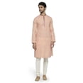 thumbnail image 1 of Ethnix Men's Mandarin Collar Solid Coral Space Dye with Hand Embroidered Placket Long Kurta Tunic; Coral; XL, 1 of 5