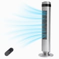 thumbnail image 1 of Ethovia 35" Quiet Bladeless Tower Fan – 25ft/s High-Velocity DC Motor, 5-Speed & 4-Mode Settings, 64° Wide Oscillation, 12-Hour Timer, Remote Standing Fan for Bedroom, Gray, 1 of 6