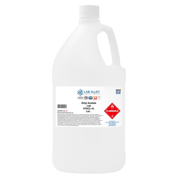 Lab Alley Ethyl Acetate Chemical Solvent, Lab Grade, 4 Liters