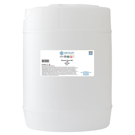Lab Alley Ethylene Glycol Chemical Compound, 99% Lab Grade, 20 Liters