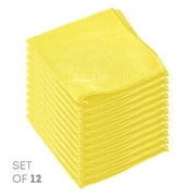 Etienne Alair Super Soft Microfiber Cleaning Cloth - Set of 12 Yellow Washcloths - 12 x 12 Inches
