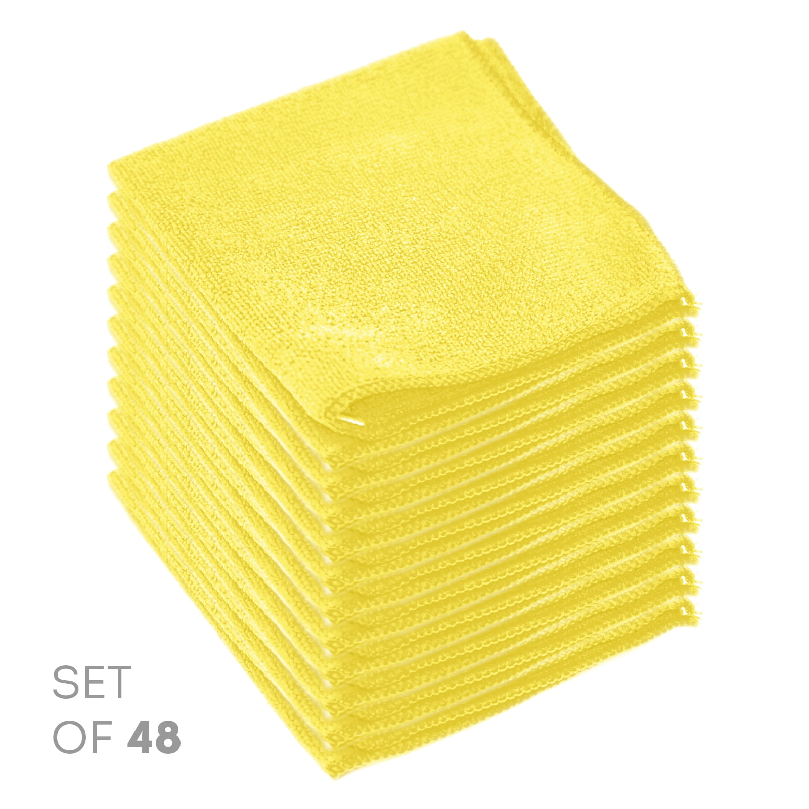 Etienne Alair Super Soft Microfiber Cleaning Cloth - Set of 48 Yellow Washcloths - 12 x 12 Inches