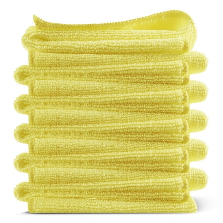 Etienne Alair Super Soft Microfiber Cleaning Cloth, YellowWashcloths (12 x 12 Inches) 12 PCs