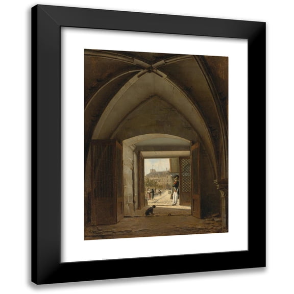 Etienne Bouhot 11x14 Black Modern Framed Museum Art Print Titled - View of the Maison Bellechasse, Rue Saint Dominique, Paris (1824)