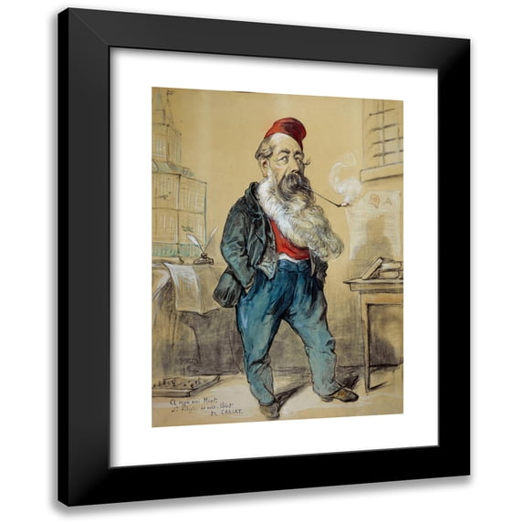 Etienne Carjat 11x14 Black Modern Framed Museum Art Print Titled - Portrait-Charge of Jules Miot (1810-1883), Politician (1865)