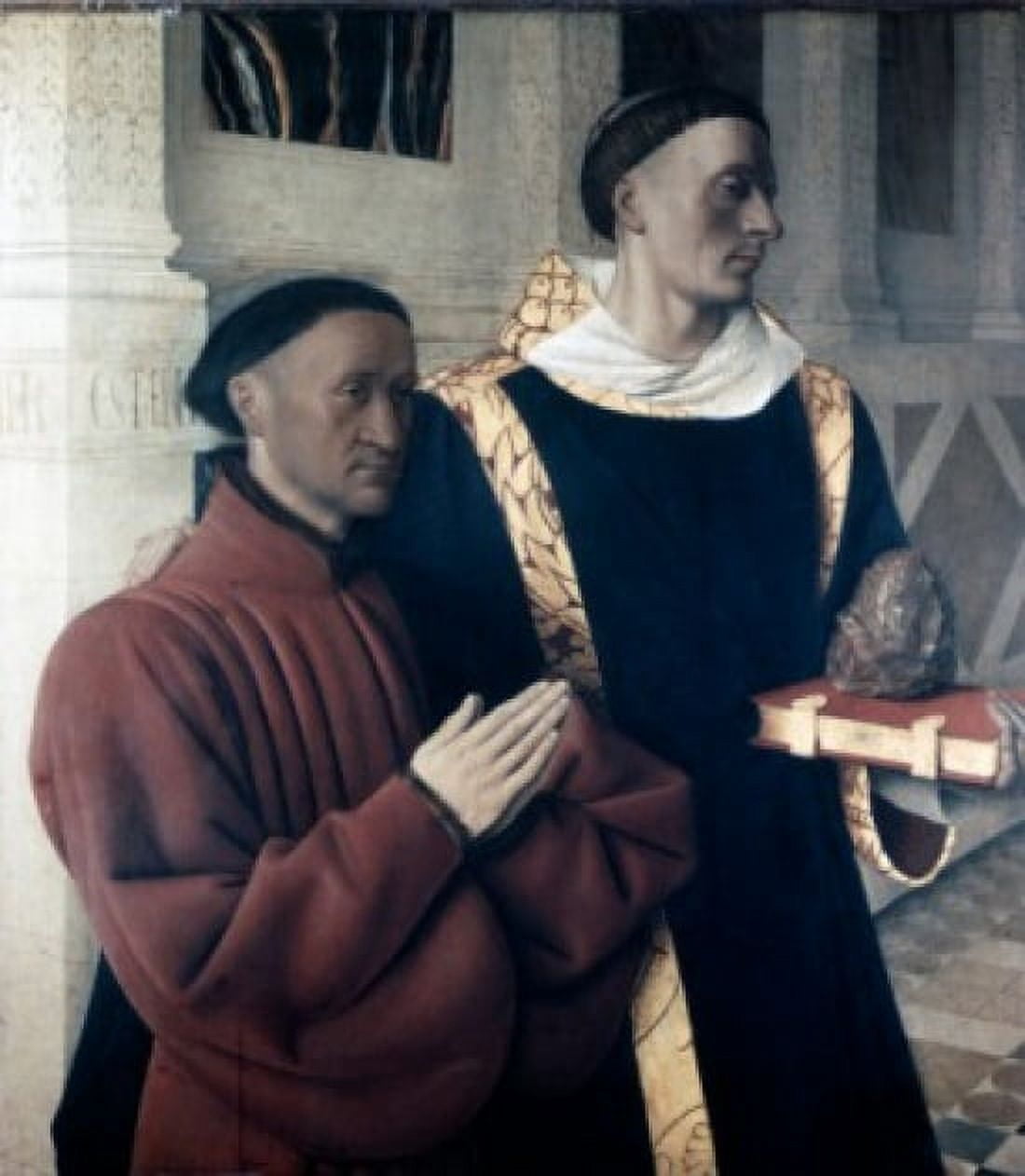 Etienne Chevalier and Saint Stephen by Jean Fouquet (Circa 1420-1480) Canvas Art - Jean Fouquet (18 x 24)