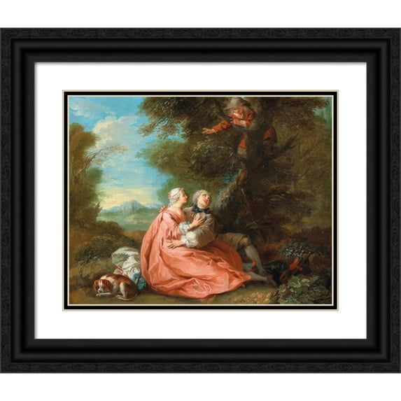 Etienne Jeaurat 18x15 Black Ornate Wood Framed Double Matted Museum Art Print Titled - The Countryman Who Sought His Calf
