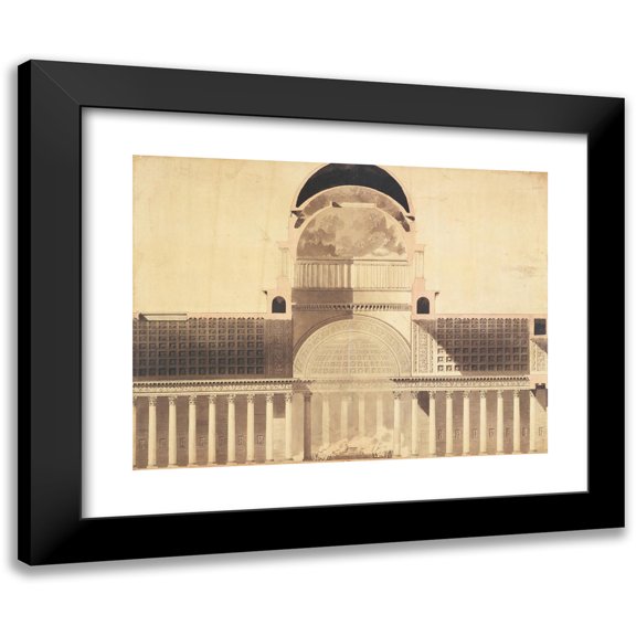 Etienne-Louis Boullée 14x12 Black Modern Framed Museum Art Print Titled - Architectural Project for the Church of the Madeleine (1777-1785)