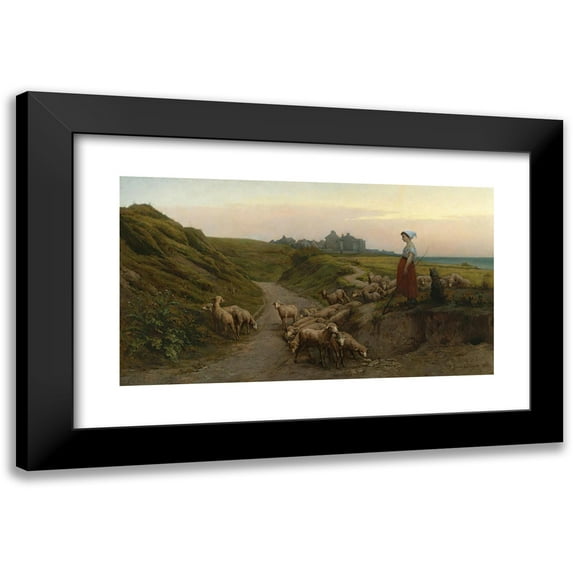 Etienne-Prosper Berne-Bellecour 18x12 Black Modern Framed Museum Art Print Titled - Hollow Path on the Coasts of Normandy (1864)