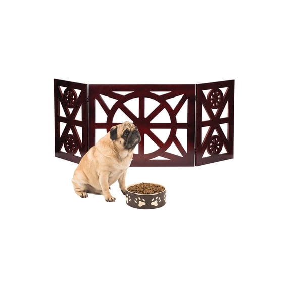 Etna 3 Panel Pet Gate - Trifold Wagon Wheel Dog Gate for Stairs - 48"W x 19"H
