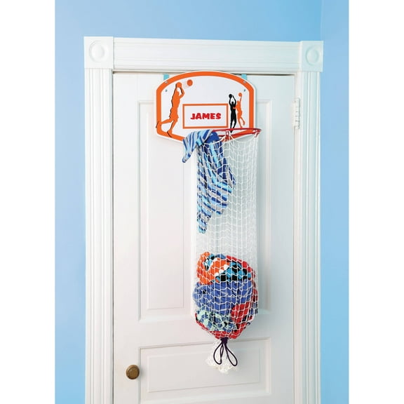 Etna Over the Door Basketball Laundry Hamper -Space Saving Hanging Laundry Hamper with Metal Ring, Backboard, Drawstring Bag-Fun Laundry Hamper to use in Kids Room, Dorm Rooms, Dunk Away Dirty Laundry