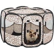 Etna Portable Small Pet Playpen for Dogs or Cat - Leopard