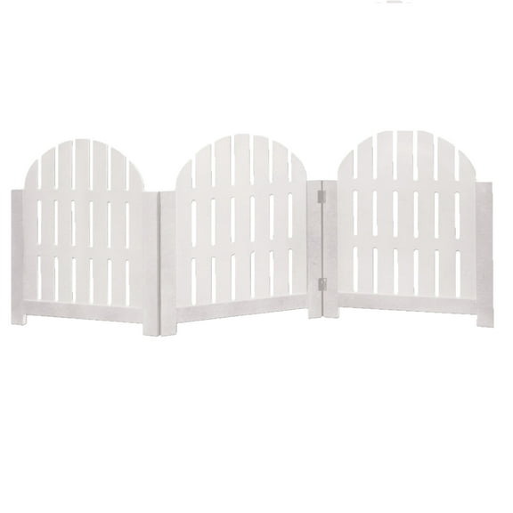 Etna Products White Adirondack Style Free Standing Pet Gate. 3 Panel Foldable Gate for Doorways, Stairs. Indoor/Outdoor 20.5" H x 48" W.