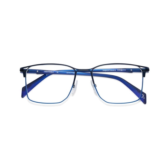 Etnia Barcelona Men's Montmelo Rectangular Deep Blue Metal Eyeglasses With Curved Temples Blue