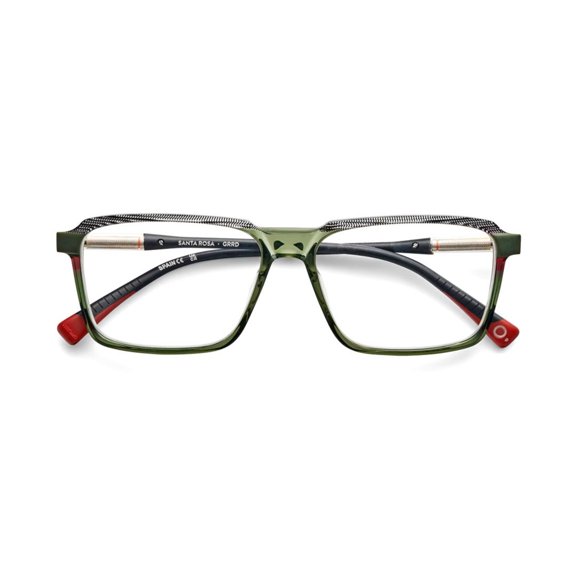 Etnia Barcelona Men's Santa Rosa Translucent Olive Green Rectangular Frame Eyeglasses With Textured Temples Green