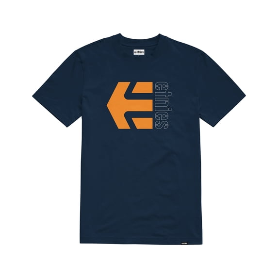 Etnies Corp Combo Short Sleeve T-Shirt Navy/Orange men in size Large