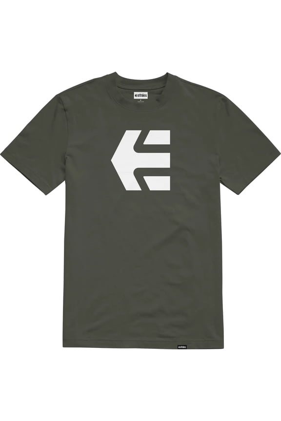 Men's T-Shirt Icon Logo Short Sleeve Crewneck Tee (Small, Army)