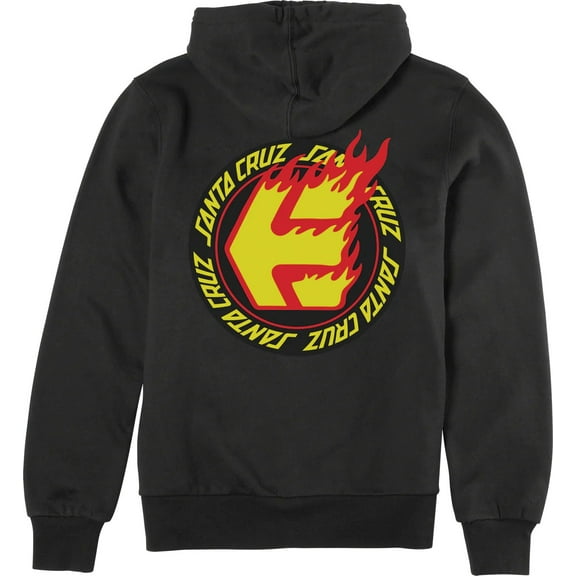 Etnies Youth Kids X Santa Cruz Skateboards Flame Hoodie Sweatshirt (X-Large, Black)