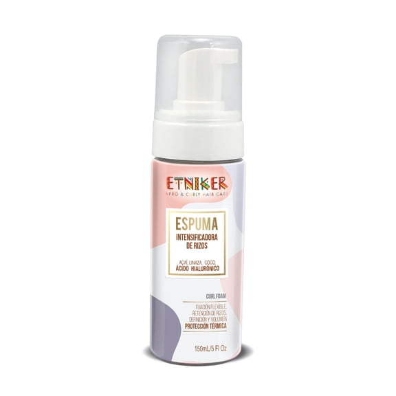 Etniker Curl Foam. Styling Foam for Curly & Wavy Hair. Frizz Control hair Mousse with Acai, flaxseed, coconut & Hyaluronic Acid. Hair Styling Products no Alcohols, Parabens or Silicone. 5 fl. oz.